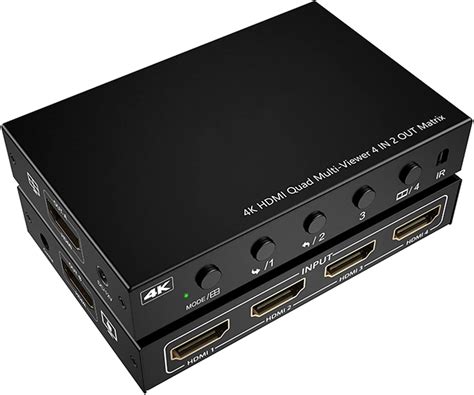 HDMI Multiviewer Switch Seamless Switcher 4 In 2 Out With Loop Audio