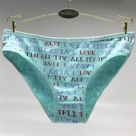 Lot Of 6 Letter Print Brief Cotton Lady Panties Women Bikini Underwear