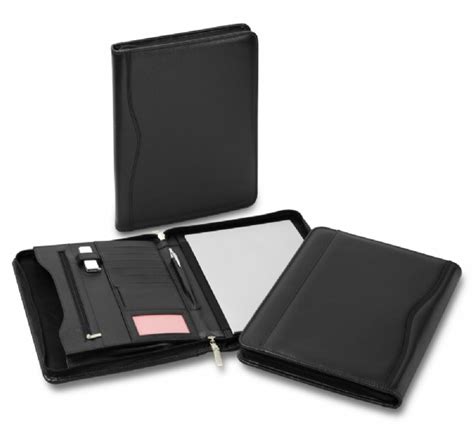 Cardif Black Leather Zip Compendium Custom Printed With Your Logo