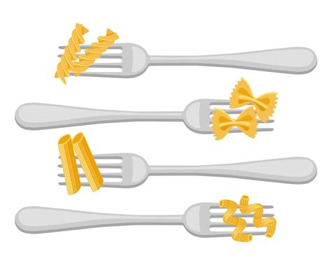 Premium Vector Set Of Forks With Spaghetti And Pasta On A White