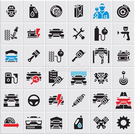 Los Iconos Del Mantenimiento Del Servicio Del Coche Fijaron Los Iconos