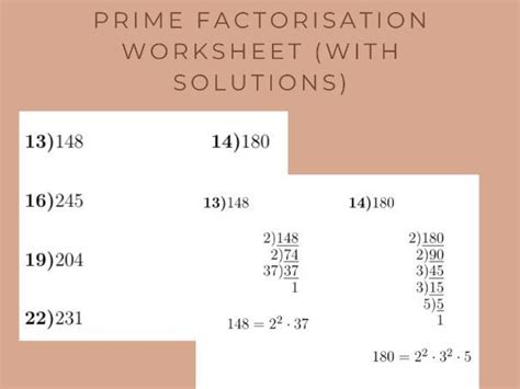 Prime Factorisation Worksheet With Solutions Teaching Resources