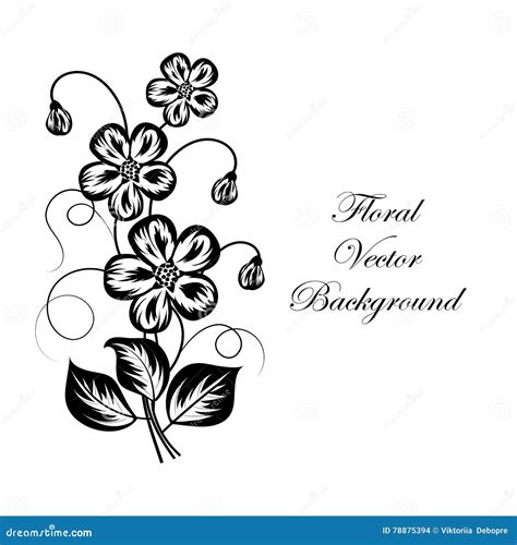 Simple Floral Background In Black And White Stock Vector Illustration