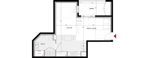 Plan appartement T1 de 40 20 m² neuf résidence Singulier à Sainte