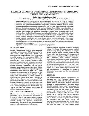 Fillable Online BACILLUS CALMETTE GUERIN BCG LYMPHADENITIS CHANGING