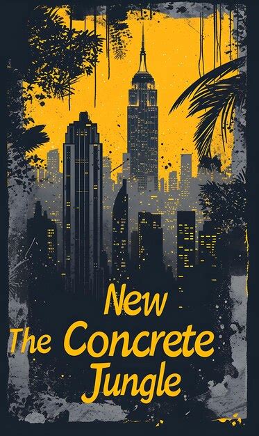 Premium Photo Poster Of New York City Text And Slogan The Concrete Jungle With A Vie