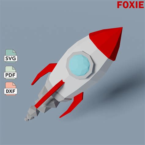 Flying Space Rocket Papercraft In Svg Dxf Pdf Formats Etsy