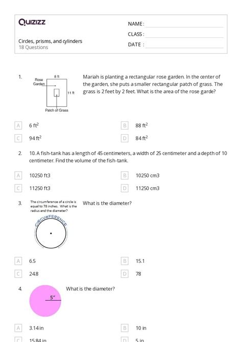 50 Cylinders Worksheets For 7th Grade On Quizizz Free Printable