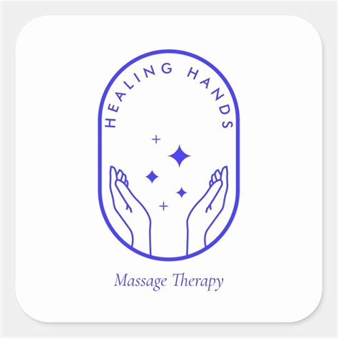 Modern Healing Hands Massage Wellness Blue Logo Square Sticker