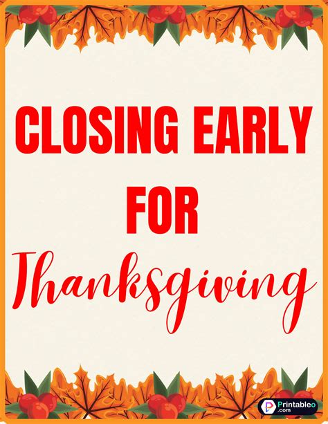 22+Closing Early Sign | Printable PDF - Printableo.Com