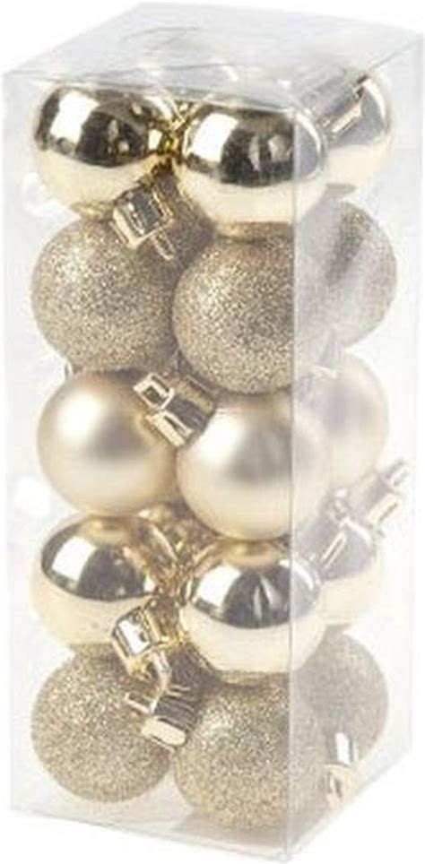 40x Gouden Kunststof Plastic Mini Kerstballen 3 Cm Mat Glans Glitter