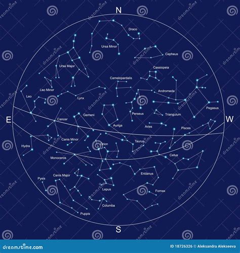 Sky Map And Constellations With Titles Royalty Free Stock Image Image