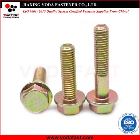 Vodafast Carbon Steel Yellow Black Hex Flange Bolt China Yellow Hex