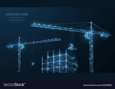 Construction polygonal wireframe building under Vector Image