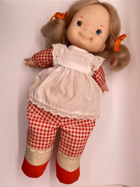 Vintage 1973 MARY Lapsitter Doll Fisher Price Blonde Red Gingham