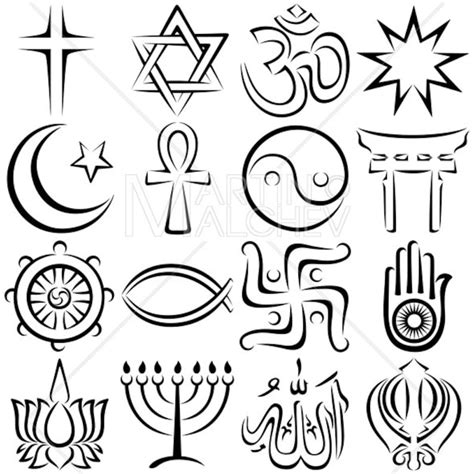 Religious Symbols Line Art Vector Illustration Religion Symbol