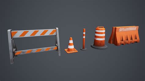 Artstation Stylized Traffic Cones Game Assets