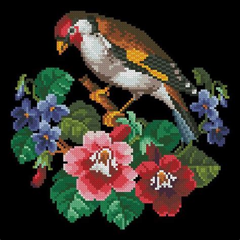 Bird Goldfinch Cross Stitch Pattern Vintage Berlin Woolwork Etsy