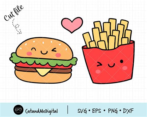 Hamburger French Fries Svg Burger Svg Food Clipart Love - Etsy Australia