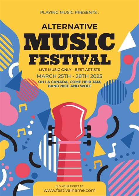 Design this Colorful Memphis Alternative Music Festival Poster layout ...