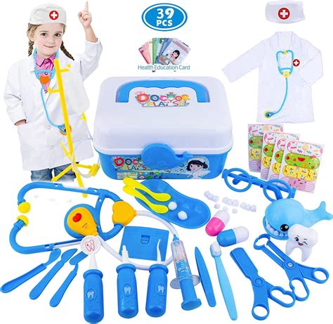 nimjoy kids doctor play set ages   blue pcs coat dental tools