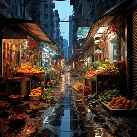 Premium Photo | Bustling Hong Kong Wet Market Before Dawn With