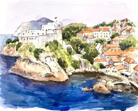 Dubrovnik Wall Print Croatian Art Watercolor Art Print Dubrovnik