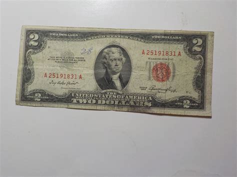 Mavin | Currency Note 1953 2 Dollar Bill Paper Money Red Seal United ...