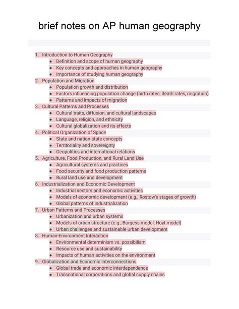 AP Human Geography Brief Notes - brief notes on AP human geography Introduction to Human ...