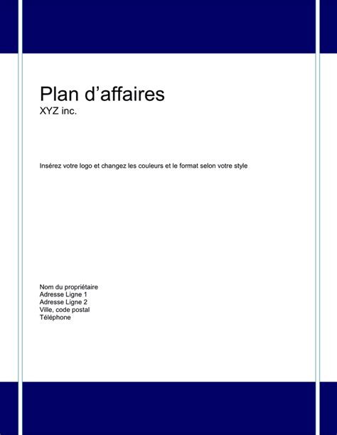 Model De Plan D Affaires Doc Pdf Page Sur