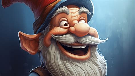 Funny Gnome Cartoon Gnome Laughing Cartoon Gnome Drawing Illustration