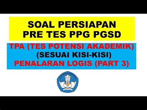 Soal Tpa Pre Tes Ppg Part Youtube