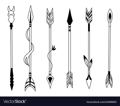 Hand drawn feather arrow tribal feathers Vector Image