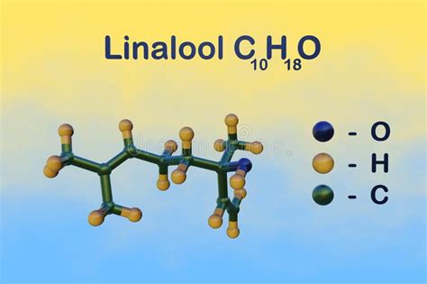 Structural Chemical Formula And Molecular Model Of Linalool A