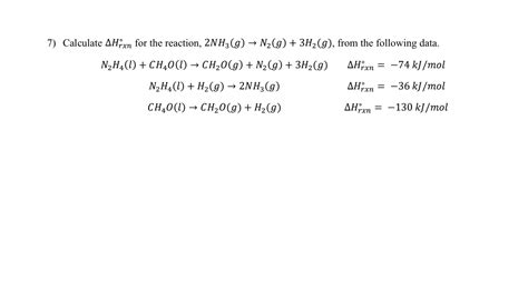 Solved 7 Calculate Δhrxn ∘ For The Reaction