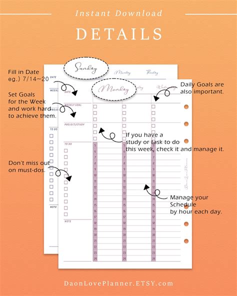 Printable Weekly Planner Time Management Weekly Journal - Etsy