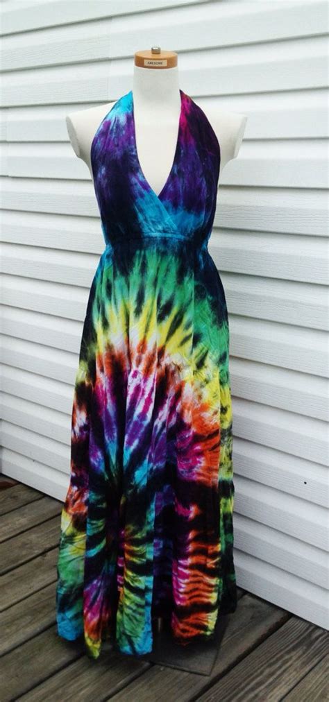 Plus Size Rainbow Tiedye Halter Top Maxi Dress By 2dye4designs 6500 Tie Dye Maxi Dresses