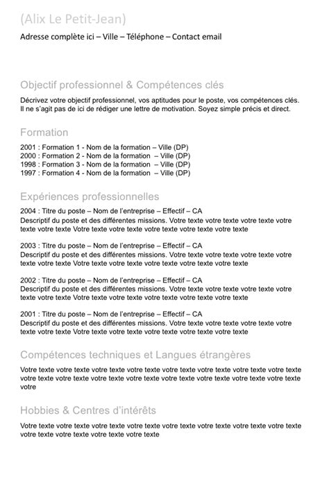 Exemple De Cv Tres Simple Laboite Cv Fr