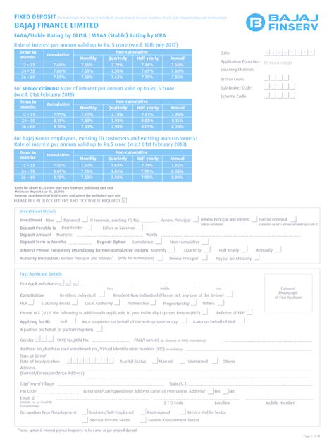 Fillable Online Fillable Online FD App Form IFIN LTD Fax Email Print