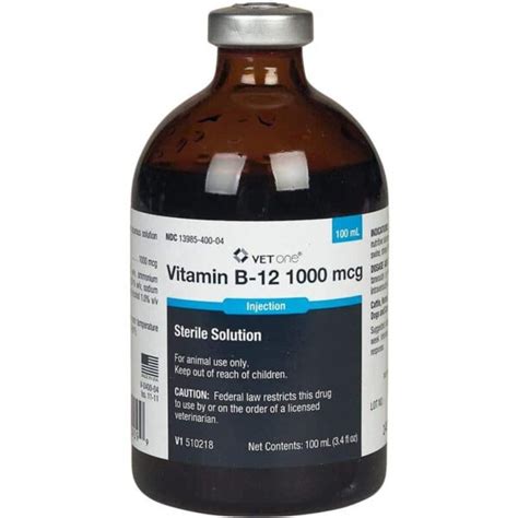 Cyanocobalamin Vitamin B12 For Injection 1000 Mcg Ml 100 Ml Bottle