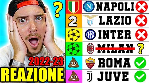 Reazione Al Mio Pronostico Sulla Classifica Di Serie A Youtube