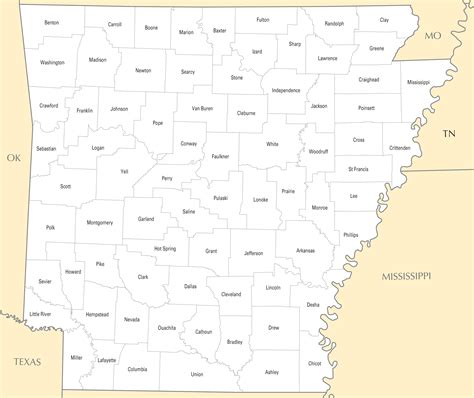 Arkansas County Map Printable