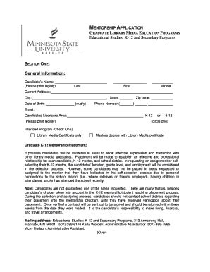 Fillable Online Ed Mnsu LMEInternrshipApplication2005 Doc Ed Mnsu Fax