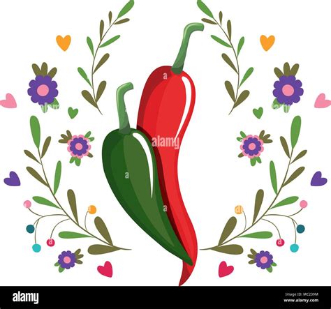 Chilli Pepper Hot Vegetable With Wreath Stock Vector Image And Art Alamy