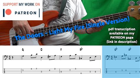 The Doors Light My Fire Single Version Bass Cover With Tabs YouTube