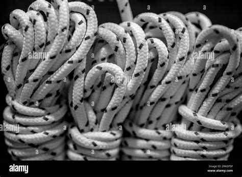 Climbing Rope On Dark Background Nylon Rope Stock Photo Alamy