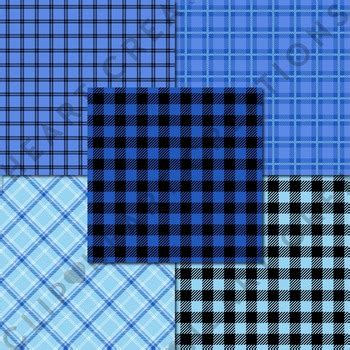 Buffalo Plaid Seamless Digital Papers Blue By Clip Heart Creations