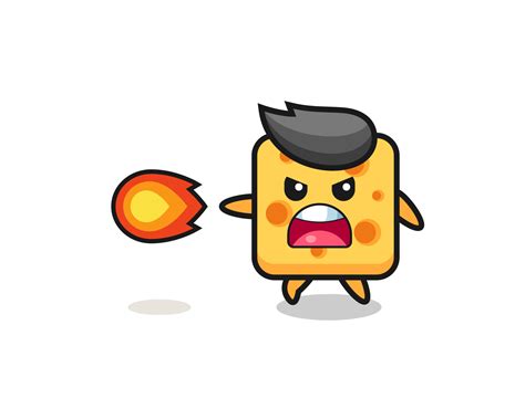 cute cheese mascot is shooting fire power 3824666 Vector Art at Vecteezy