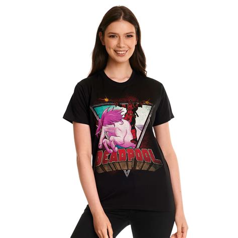 Deadpool Unicorn Ride T Shirt Black Elbenwald