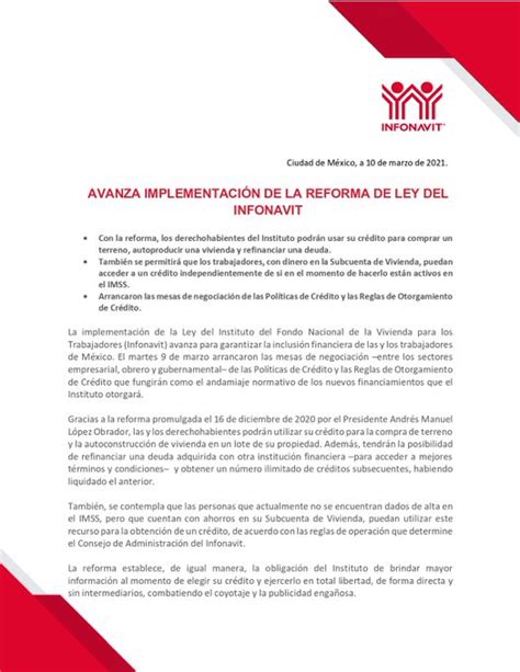 Avanza Implementación De La Ley Del Infonavit